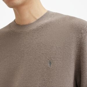 All Saints Aspen Waffle Ramskull Jumper Men's Brown Sweater Size XL